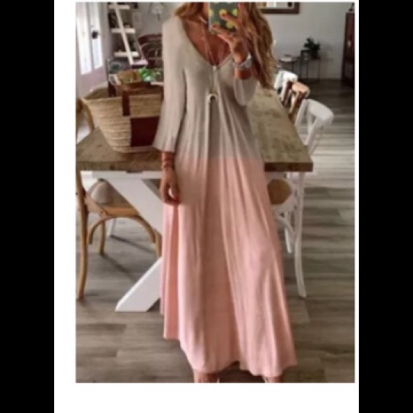 Casual Color Block Tunic V-Neckline A-line Dress B5 - Picture 5 of 8